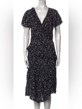 Joie Black Floral print knee length dress
